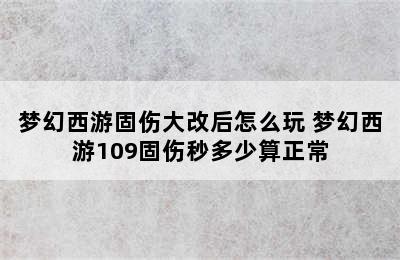 梦幻西游固伤大改后怎么玩 梦幻西游109固伤秒多少算正常